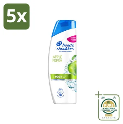 Immagine prodotto di 5 flaconi di shampoo Head & Shoulders Apple Fresh, 400 ml ciascuno, confezione risparmio, 5 pezzi