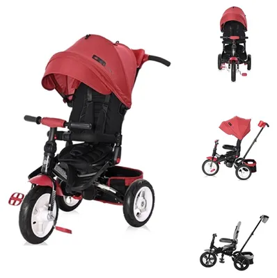 Obrázek produktu pro Lorelli Tříkolka Jaguar 4 v 1 gumové pneumatiky, otočné sedadlo, nastavitelná tyč, červená/černá