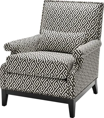 Produktbild von Casa Padrino Luxus Sessel Schwarz / Weiß 75 x 85 x H. 93 cm - Hotel Möbel