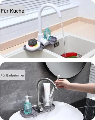Produktbild von Ablagefläche aus Silikon - Organizer für Geschirr und Seife - grau