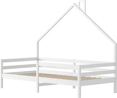 Obrázek produktu pro Dětská postel, 90 x 200 cm, s ochranou proti pádu, postel na hraní, bílá, s policí