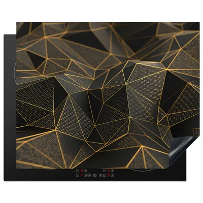 Produktbild von KitchenYeah© Herdabdeckplatte Abstrakt - Gold - 3D - Luxus - Kunst , 65x52cm, Küche Deko, Glaskeramikkochfeld Herdabdeckung, Abdeckplatte fùr Kochfeld