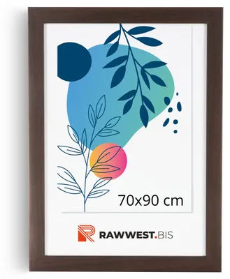 Image de RAWWEST.BIS : Cadre photo en bois, dimensions 70x90 cm, avec protection en plexiglas, pour affiches et photos, couleur marron