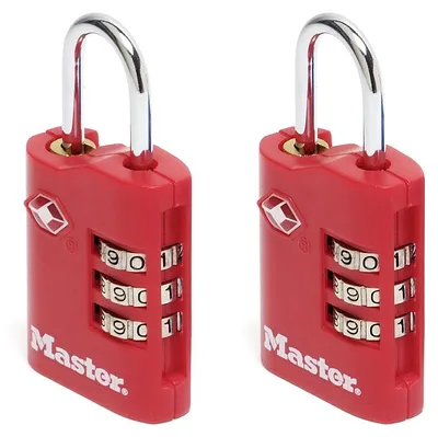 Produktbild von Master Lock 4686EURT 2-er Pack TSA Zahlenschloss, Zufällige Farbe, 6,3 x 3 x 1,4 cm