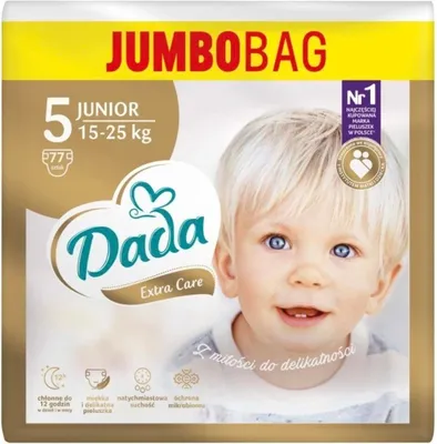 Produktbild von Wegwerfwindeln Extra Care Jumbobag Größe 5 (15-25 kg), hypoallergen, 77 Stück