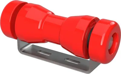 Zdjęcie produktu dla Poliuretanowa rolka kilowa z uchwytem łącznie z zaślepkami pomoc do wodowania przyczepy z łodzią ocynkowany SUPROD, 160 mm (+ EC), czerwony