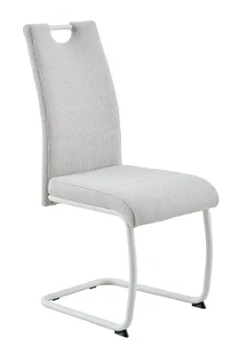 Produktbild von Hela Tische, Freischwinger Esszimmerstuhl Florenz, Bezug Webstoff Beige+passende Gestellfarbe, ergonomische Lehne mit Griff, 120kg belastbar