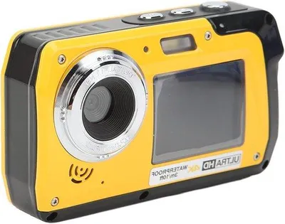 Obrázek produktu pro Podvodní kamera se dvěma displeji, vodotěsná do hloubky 3 m, mikrofon, 18násobný zoom, 4K, 56 MP, pro šnorchlování, dobíjecí baterie 1700 mAh