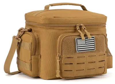 Produktbild von Taktische Lunch-Tasche für Outdoor - Isolierte Brotdosen-Tasche - Auslaufsicher - Strapazierfähiges Polyester - Thermo-Kühltasche - Khaki