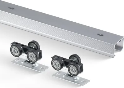 Produktbild von Türdrehbeschlag-Set für Schiebetüren, 1,8 m, hochbelastbar, 3 Rollen