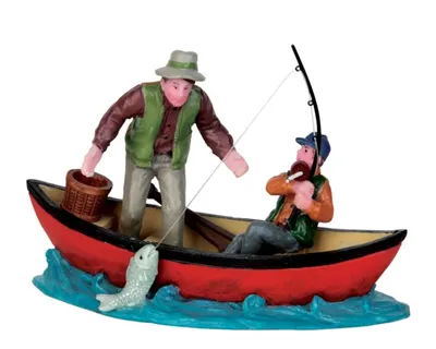 Obrázek produktu pro Lemax - Canoe Catch - Rybář na lodi - Polyresin - 52344 Figurky a doplňky pro váš malý vánoční svět
