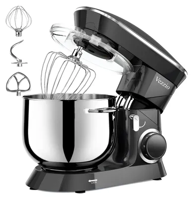 Küchenmaschine 1500 W, 8,5 L, Edelstahl, 10 Stufen, Schwarz