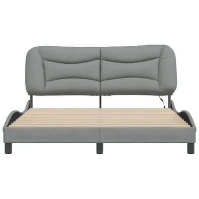 Image de vidaXL Cadre de lit avec LED sans matelas "Hvar" gris clair 160x200 cm Tissu