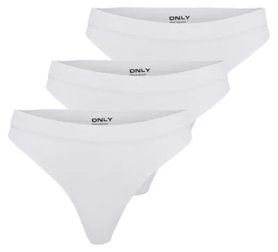 Zdjęcie produktu dla ONLY Damen Onlvicky Rib S-Les Stringi 3-paczka, kolor: jasny biały, rozmiar: L