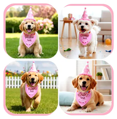 Produktbild von Hundegeburtstags-Hut und Bandana-Set für Mädchen