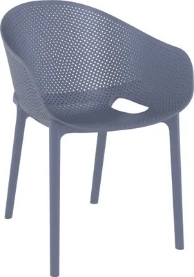 Produktbild von CLP Bistrostuhl Sky Pro - Modernes Design, wetterfest, stapelbar dunkelgrau