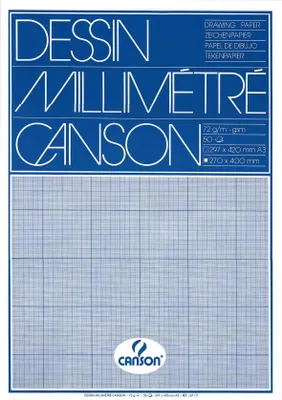 Produktbild von CANSON Millimeterpapier Block DIN A3 90 g/qm 50 Blatt Lineatur: blau