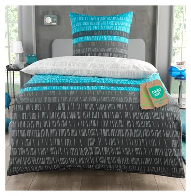 Produktbild von Bettwäsche 155x220 cm aus Baumwolle, Set mit Bettbezug 155 x 220 cm und Kissenbezug 80x80 cm, Renforcé,   mit Reißverschluss