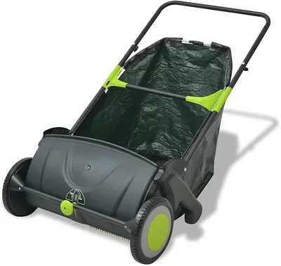 Produktbild von Leichte Rasenkehrmaschine 103 L, 55 cm Reinigungsbreite, 112 x 66 x 78 cm, Auffangbeutel für Laub und Schmutz, mit Stahlrahmen, für Garten Terrasse Hof