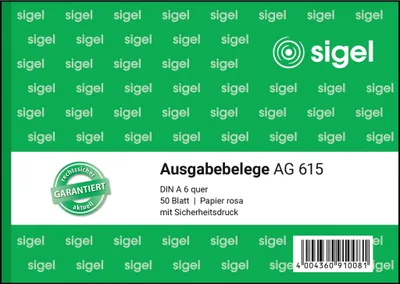 Produktbild von SIGEL AG615 Ausgabebelege, Papier rosa, mit Sicherheitsdruck, A6 q, 50 Blatt