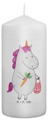 Produktbild von Mr. & Mrs. Panda Kerze Einhorn Vegan 15 x 7 cm - Weiß - Geschenk, Rohkost, Erinnerungslicht, Gesund essen, Veganer, Deko, Leben, Blockkerze, Erinnerungskerze, Veganismus