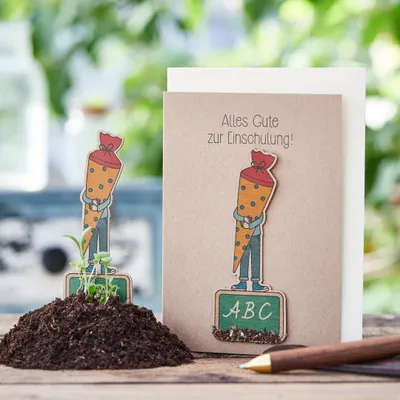 Produktbild von Grußkarte Alles Gute zur Einschulung Pflanzbare Karte Postkarte - Geschenkkarte
