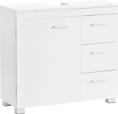 Obrázok produktu pre VASAGLE Skrinka pod umývadlo s nožičkami, 3 veľké zásuvky, 2 priehradky za dvierkami, 30 x 70 x 64 cm, biela