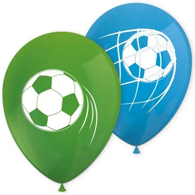 Obrázok produktu pre 8 Latexballons - Fußball - blau und grün
