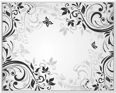 Produktbild von Wallario Wandbild Schnörkelmuster mit Schmetterlingen, Größe: 40,30 x 50,30 cm, Poster mit weißem Aluminiumrahmen