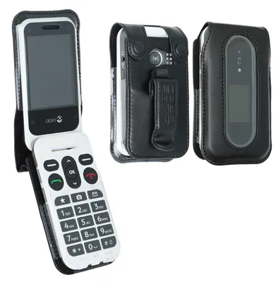 Image de caseroxx Etui en cuir avec clip ceinture compatible avec Doro Leva L30 / L31 en cuir véritable, étui avec clip ceinture et fenêtre de visualisation