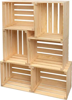 Zdjęcie produktu dla 6x PINEEA Drewniana skrzynka duża – skrzynka na owoce – dekoracyjna skrzynka na wino – naturalne vintage drewniane pudełko 50 x 40 x 30 cm