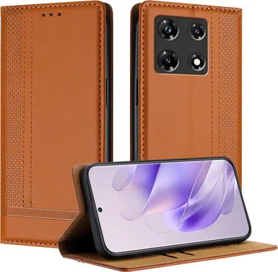 Produktbild von Handyhülle für Infinix Note 30 Pro Leder Flip Klappbare Schutzhülle mit Standfunktion Braun