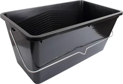 Productafbeelding van Famanu kunststof verfbak, 25 liter - 100% gerecycled, met metalen handgreep, geschikt voor alle verfrollers tot 18 inch