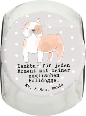Produktbild von Mr. & Mrs. Panda Dose Englische Bulldogge Moment XL 2000ml - Grau Pastell - Geschenk, glasbehälter, Bonbonglas, English Bulldog, schraubglas, Vorratsbehälter, Keksdose