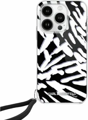 Obrázek produktu pro Etui Karl Lagerfeld Iml Zebra Pattern & Cord Na Iphone 15 Pro - Černé
