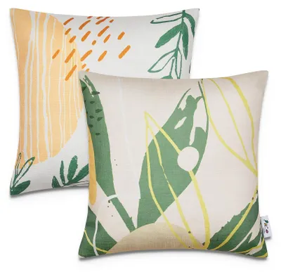 Produktbild von 2er Set Kissenbezug 45x45 Dekokissen Kissenhülle Streifen Indoor Outdoor Deko