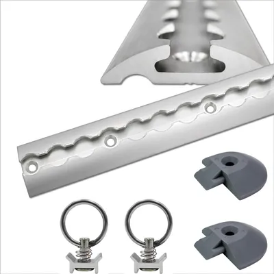 Produktbild von Airlineschiene halbrund Aluminium 1,5 m - silber eloxiert inkl. 2 Zurrösen & 2 Endkappen