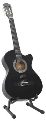 Zdjęcie produktu dla Klasyczna gitara akustyczna - 96 cm, wycięcie w korpusie (cutaway), 6-strunowa - zestaw dla początkujących, 12 elementów - kolor khaki