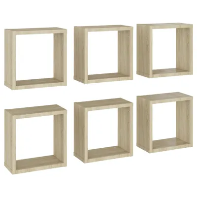 Image de Étagères cube murales 6 pcs Chêne sonoma 30x15x30 cm