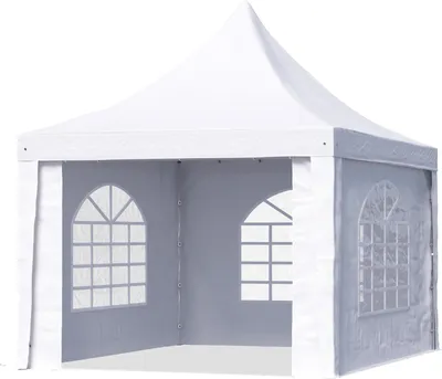 Zdjęcie produktu dla TOOLPORT Namiot Pagoda Pawilon 3x3 m – szybki i łatwy montaż z oknami – wytrzymała biała plandeka PVC 700 g/m²