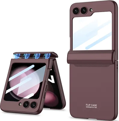 Immagine prodotto di Custodia rigida per Samsung Galaxy Z Flip 5 con protezione a cerniera magnetica, protezione dello schermo e cover All-Inclusive rosso