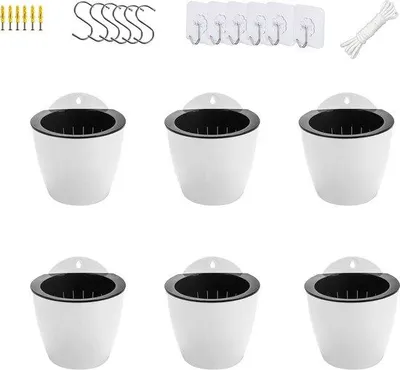Produktbild von Famanu Wandblumentopf selbstbewässernd, hängend, 6er Set - Medium 5" PL34