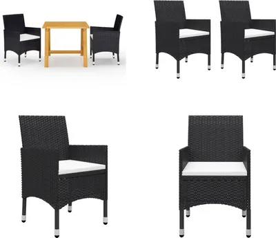 Produktbild von vidaXL 3 tlg. Garten Essgruppe Schwarz - Garten-Essgruppe - Garten-Essgruppen - Gartenmöbel - Gartenmöbel Set