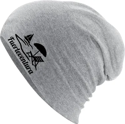 Produktbild von Huuraa Beanie Fuerteventura Inselmotiv Spanien Heather Grey One Size Baumwolle und Elasthan Mütze Geschenkidee