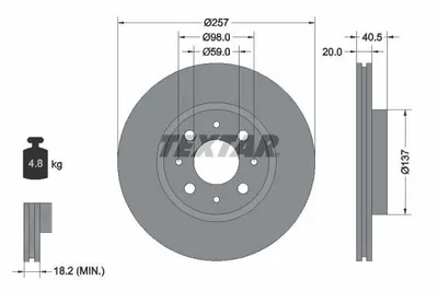Produktbild von 2 Textar Bremsscheiben 257mm vorne für Alfa Romeo Fiat Lancia