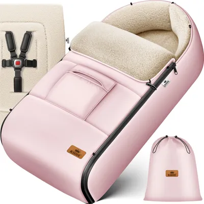 Produktbild von KIDIZ® Babyfußsack Baby Fußsack Winterfußsack Babyschale mit Reißverschluss Kuschelsack Babydecke Kinderwagen waschbar verschließbarer Kopfteil, Tasche, passend für alle Kinderwagen