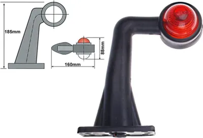 Produktbild von Begrenzungsleuchte/Umrissleuchte rot/weiß für seitlichen Anbau
