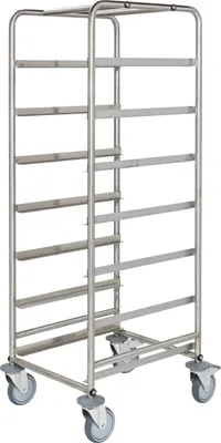 Produktbild von Kongamek Edelstahl- Kistenwagen 560x500x1565mm mit 7 Etagen, Gummibereifung und Bremse