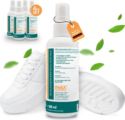 Produktbild von INOX® Schuhdesinfektion 4x100ml | Fuß Schuh Desinfektionsspray | Geruch Fußpilz