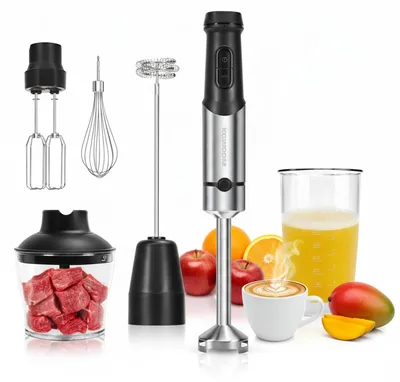 Stabmixer 4-in-1, 1000 W, 500 ml, 12 Stufen, Edelstahl
